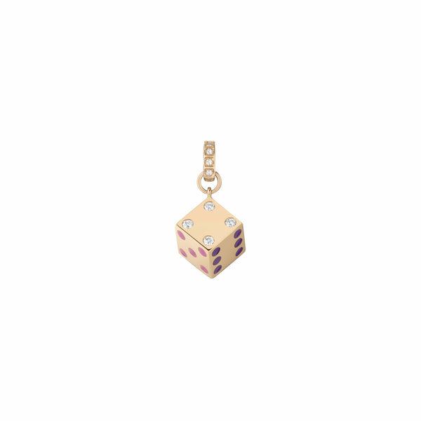 Mined + Found Chance Dice Pendant, diamond & purples