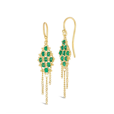Emerald Textile Earrings