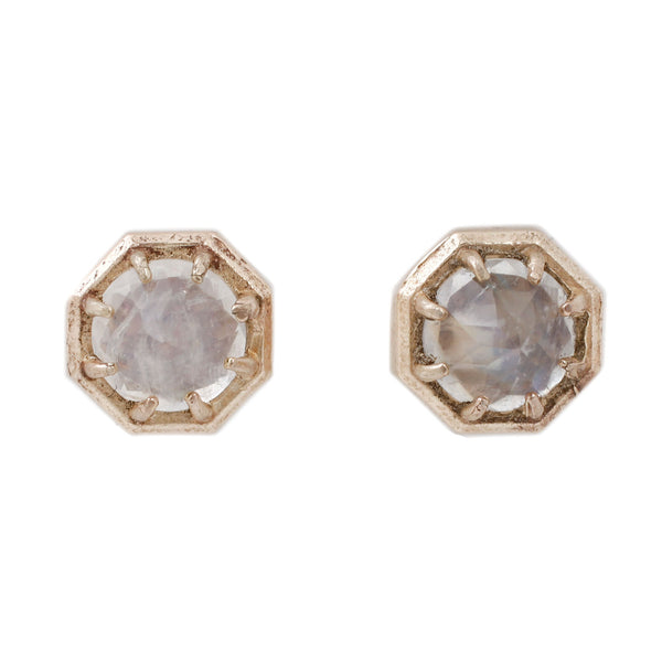 Rainbow Moonstone Studs