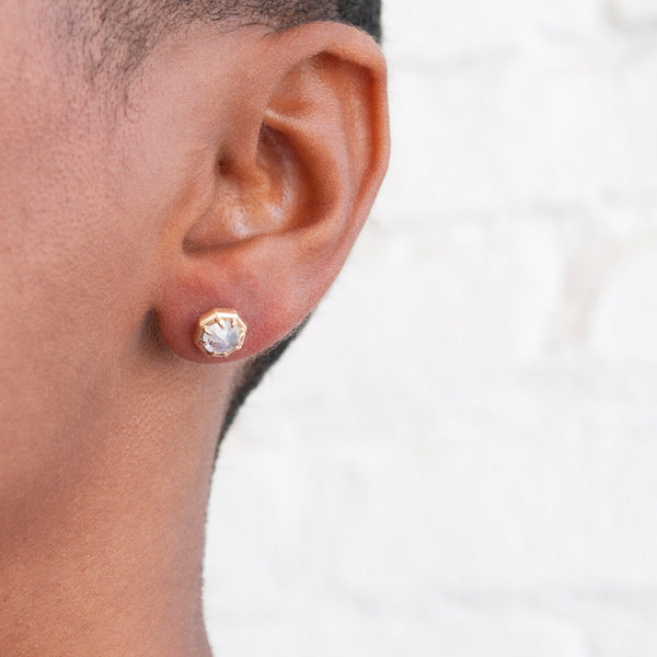 Rainbow Moonstone Studs