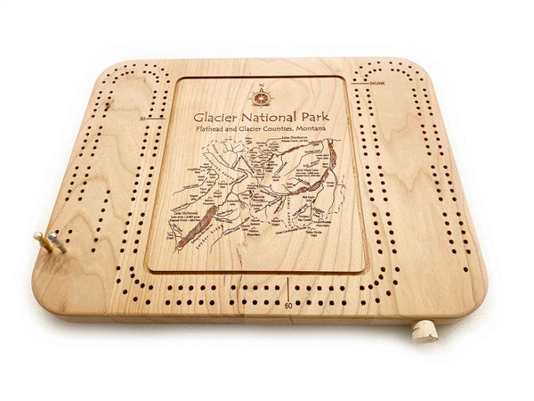 Etched Cribbage Board - Glacier National Park