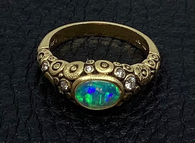 Black Crystal Opal Ring