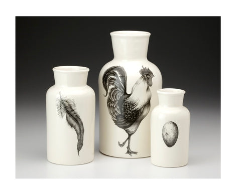Set of Three Jars Rooster, Feather, Egg