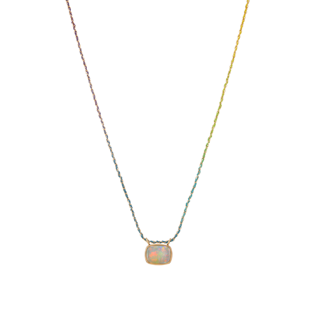 Mined + Found Opal and Rainbow Silk Necklace