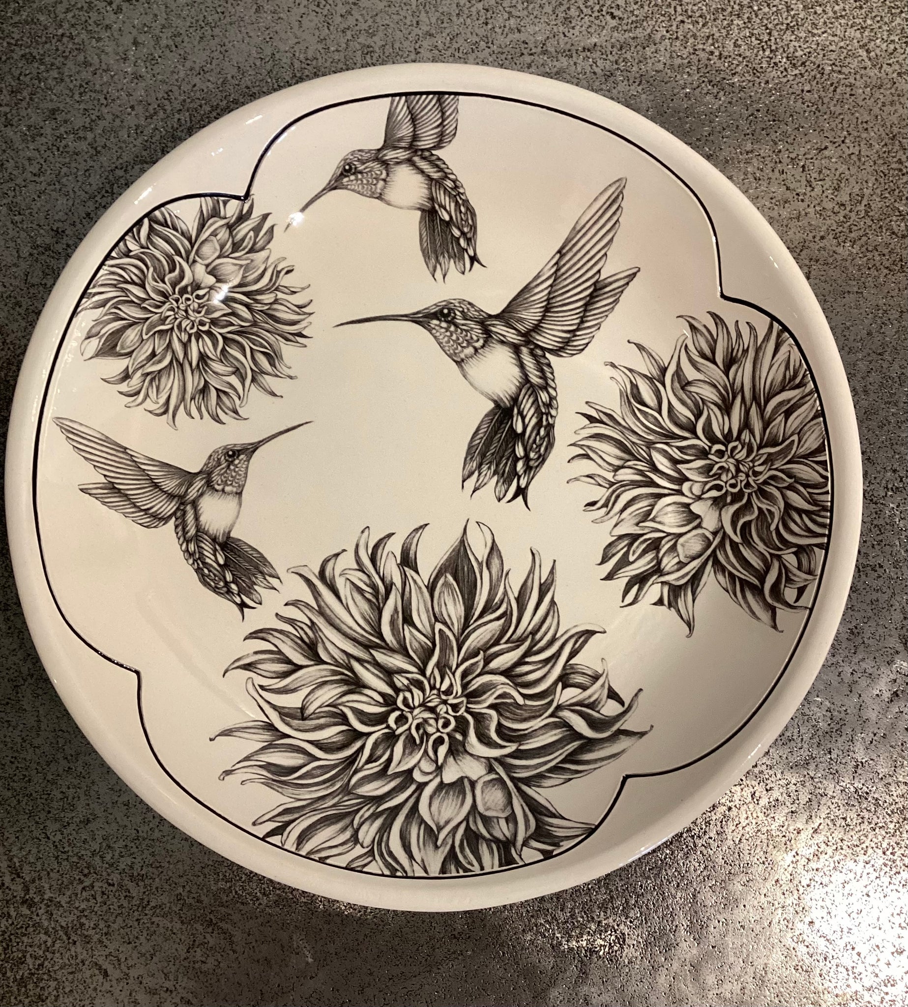 Small Round Platter Hummingbird