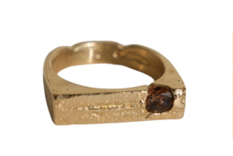 Halsted Signet Ring with Orange Montana Sapphire