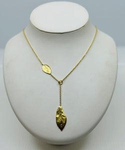 Aaron Henry gold 2 leaf lariat necklace