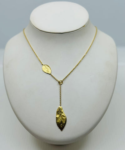 Aaron Henry gold 2 leaf lariat necklace