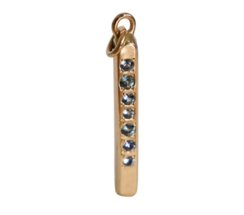 Halsted Gold Bar Pendant with Yogo Sapphire