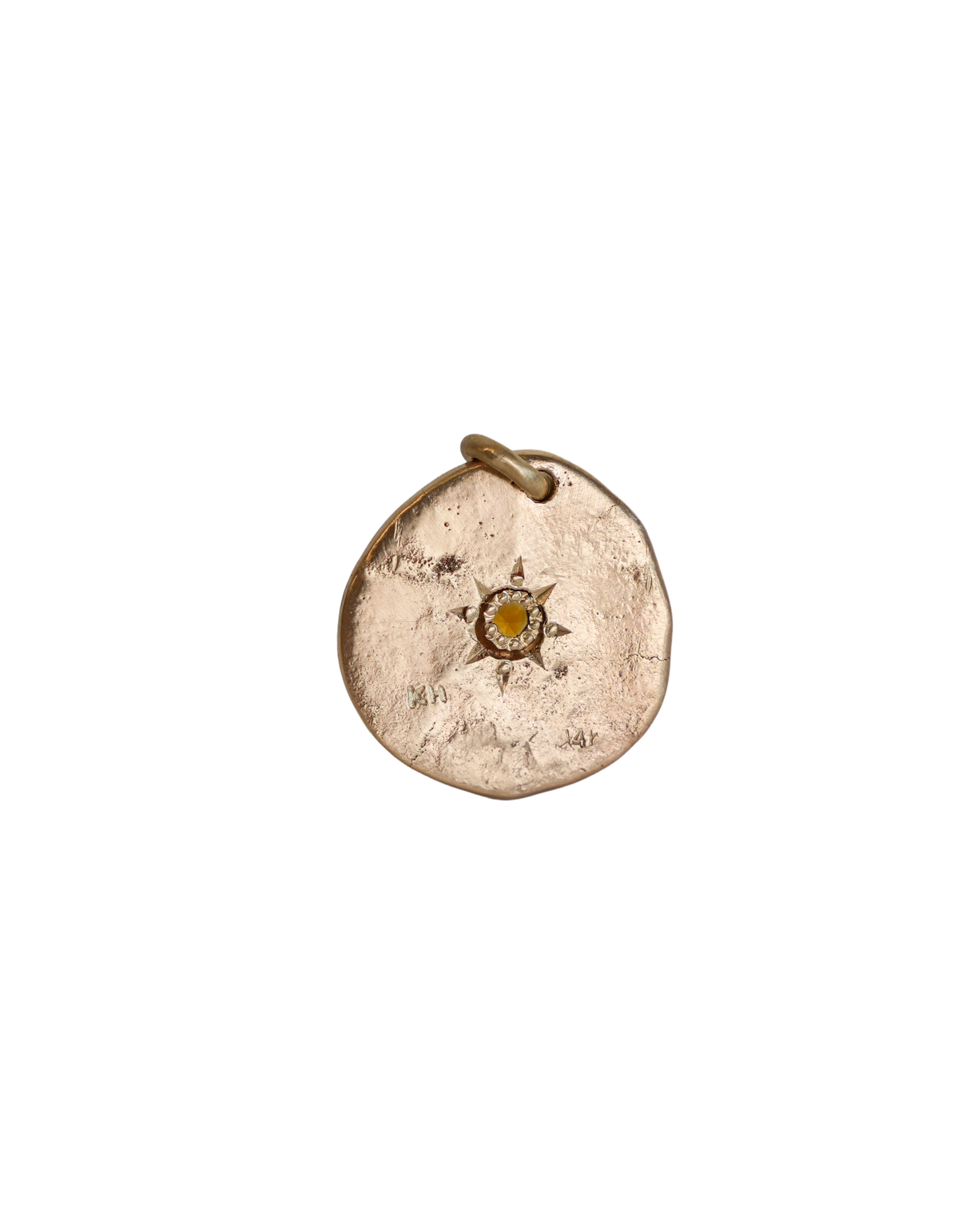 Halsted hammered pendant star set MT sapphire