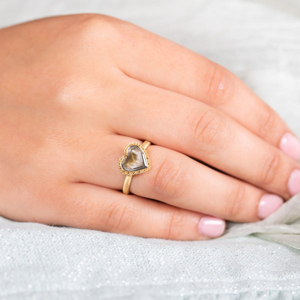 Grey heart Diamond ring