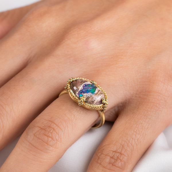 Mexican fire opal ring