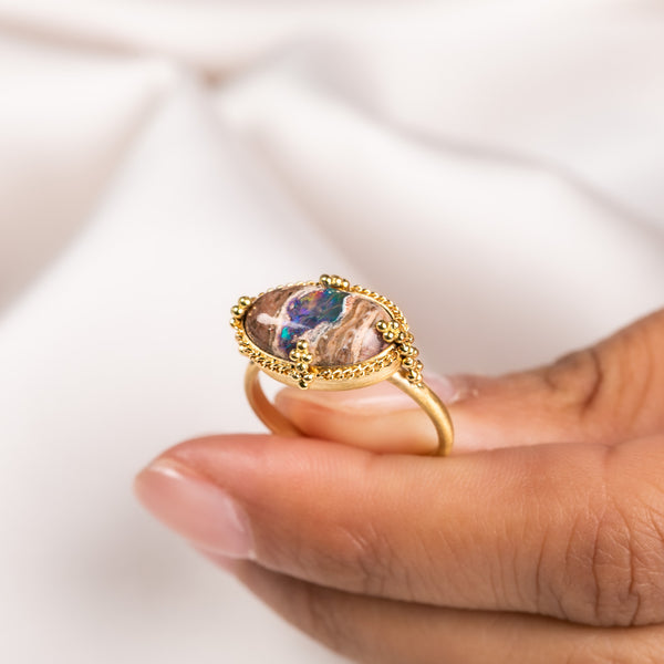 Mexican fire opal ring