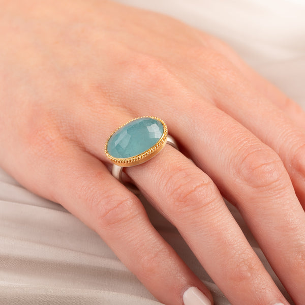 Aquamarine SS Ring