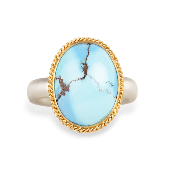 18K gold/SS Turq Ring