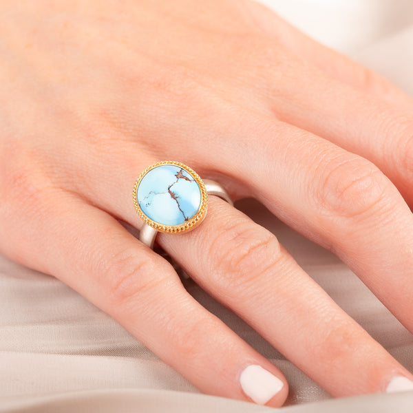 18K gold/SS Turq Ring