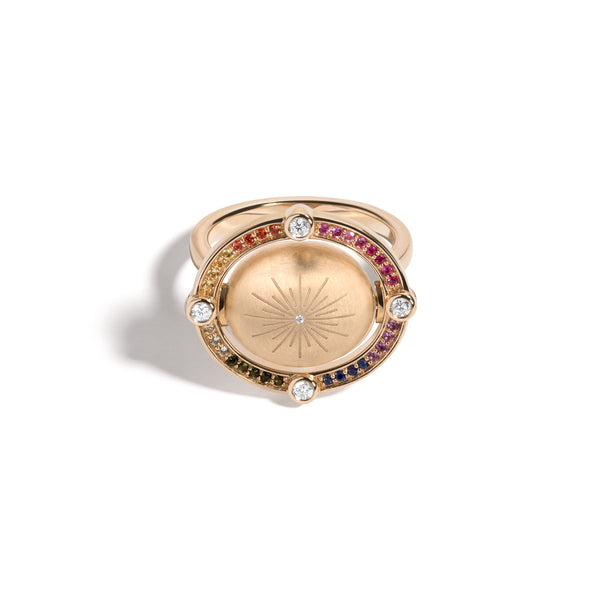 Mined + Found Rainbow & Opal Compass Ring