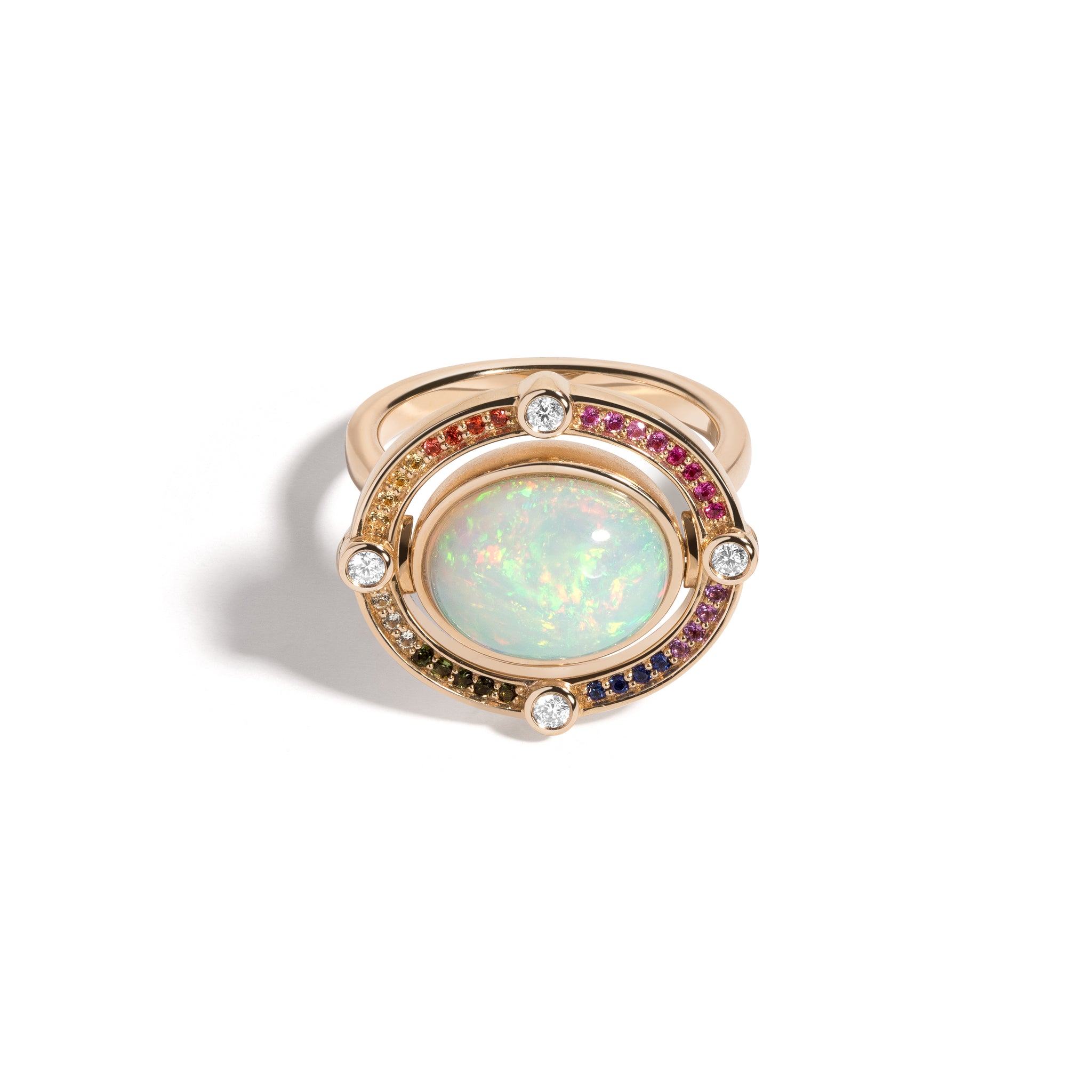 Mined + Found Rainbow & Opal Compass Ring