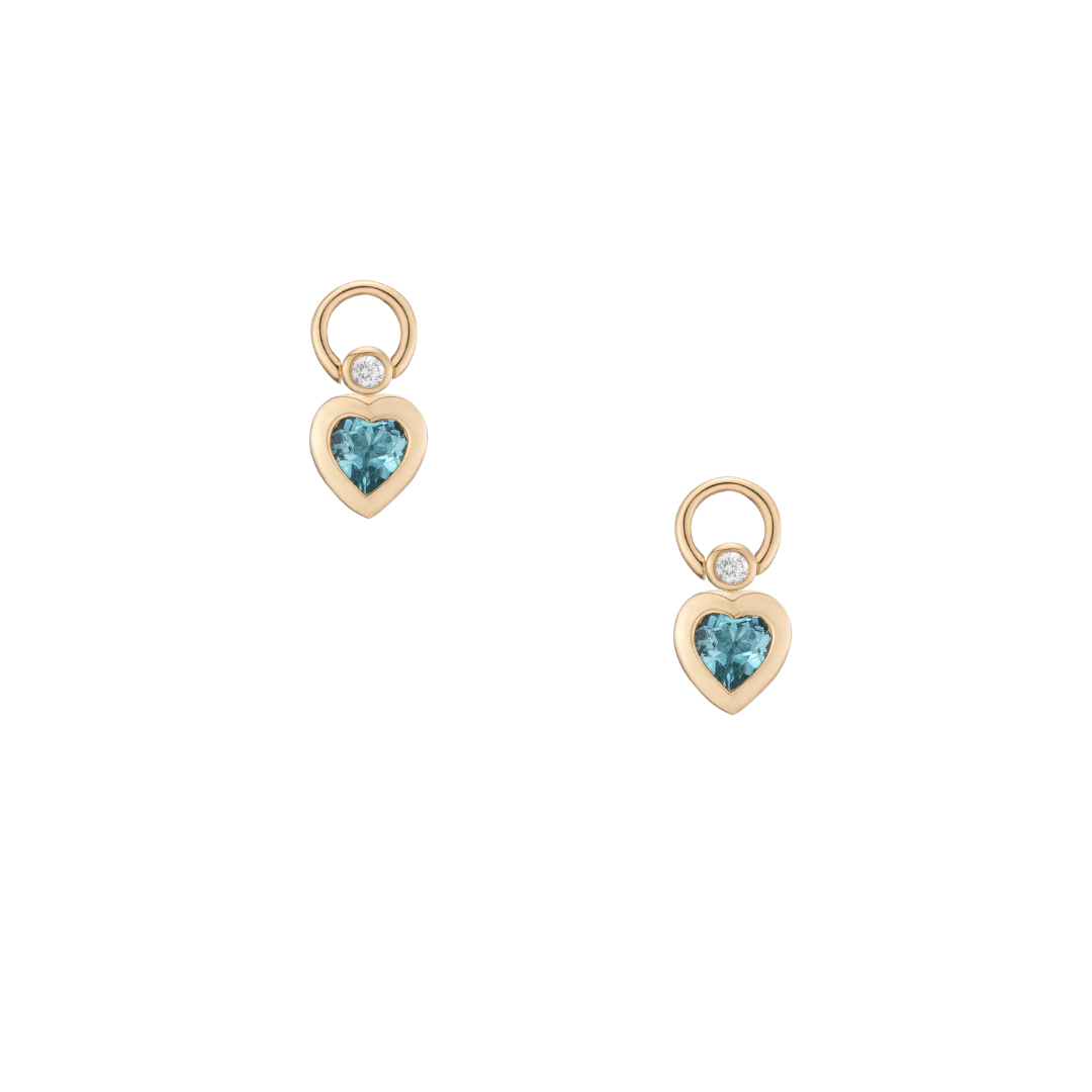 Mined + Found  Confetti Blue Topaz Heart earring charms