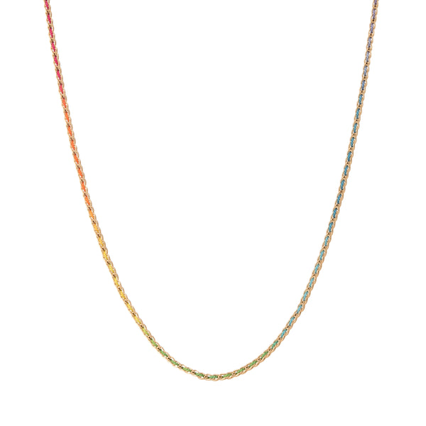 Mined + Found 30" Woven Eight Fold Chain Necklace, Rainbow