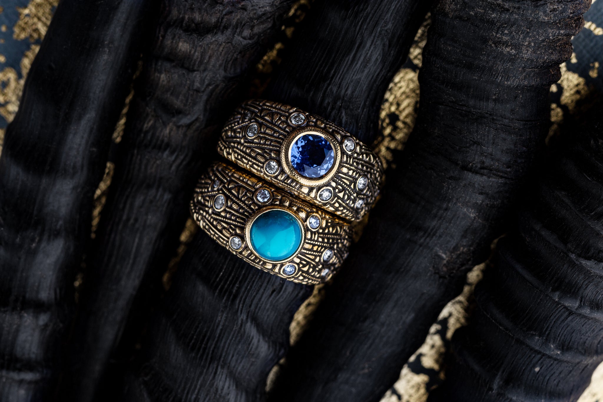 Alex Sepkus 18K & Diamond 'Starburst' Ring with Sapphire