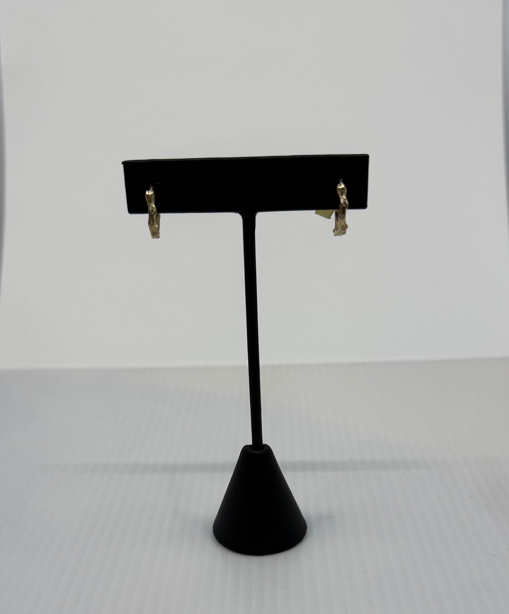 Small Coral Stick huggies with Diamonds