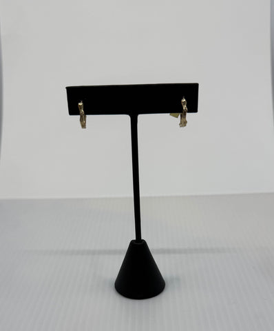 Small Coral Stick huggies with Diamonds