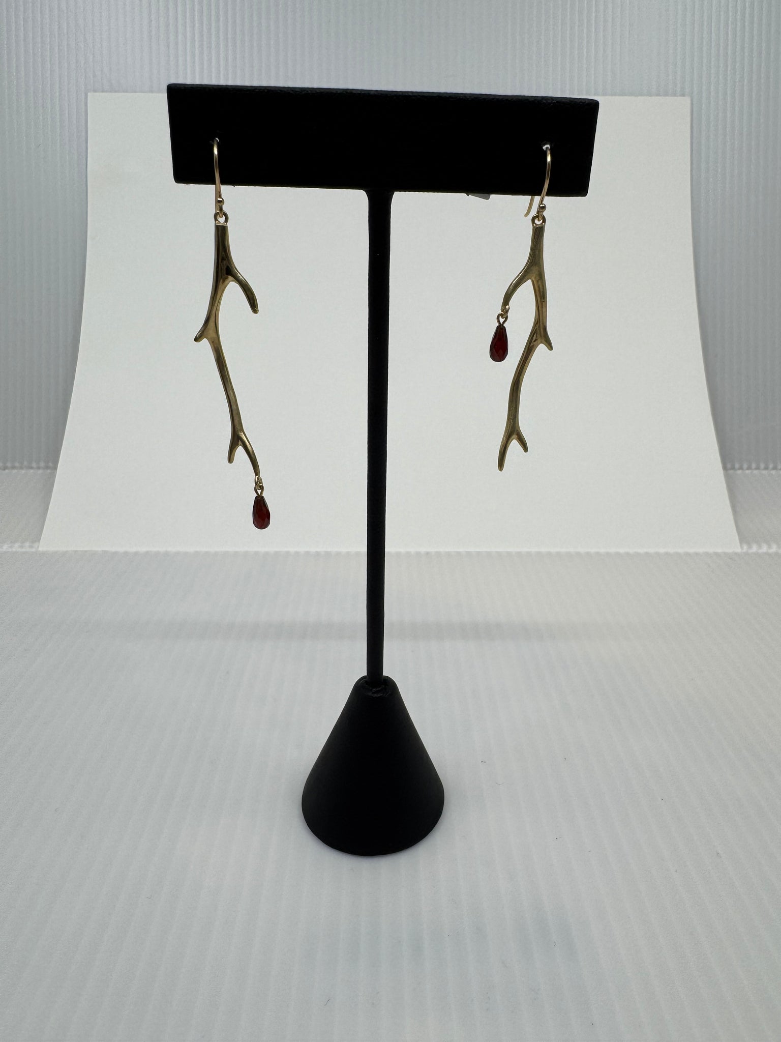 Gold Thorn Branch with garnet drop