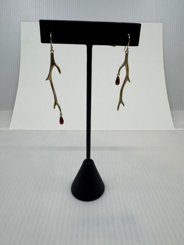 Gold Thorn Branch with garnet drop