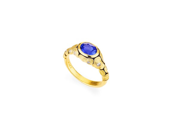 Alex Sepkus 18K & Diamond Turtle Ring w/ Sapphire