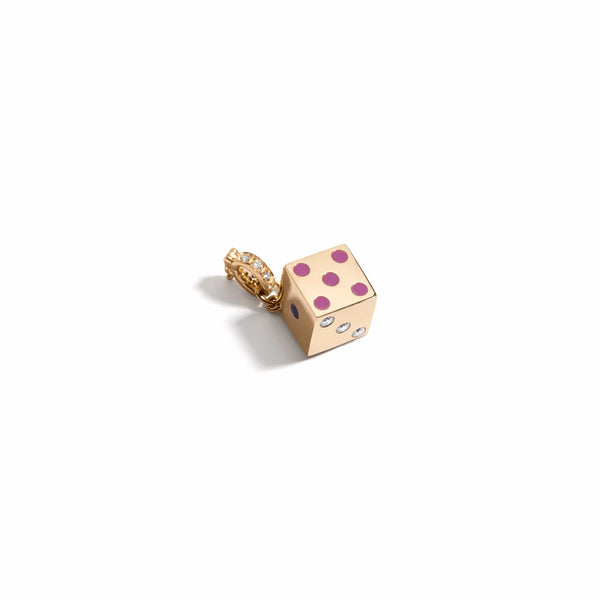 Mined + Found Chance Dice Pendant, diamond & purples
