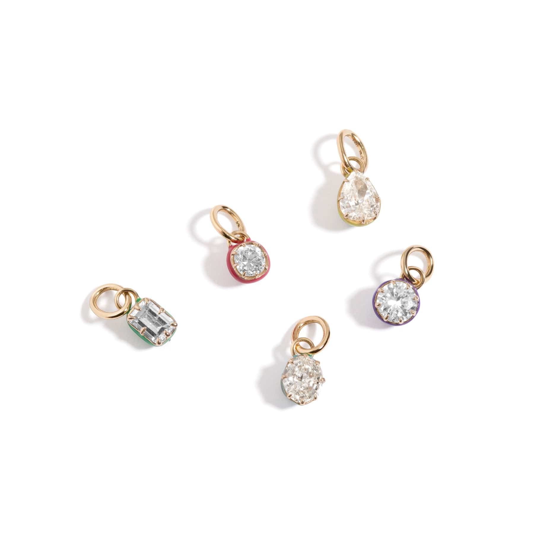 Mined + Found Nova Pendant, emerald cut diamond, emerald enamel