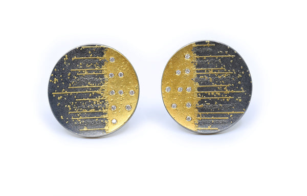 Sterling Silver and Gold Earrings with Diamonds
