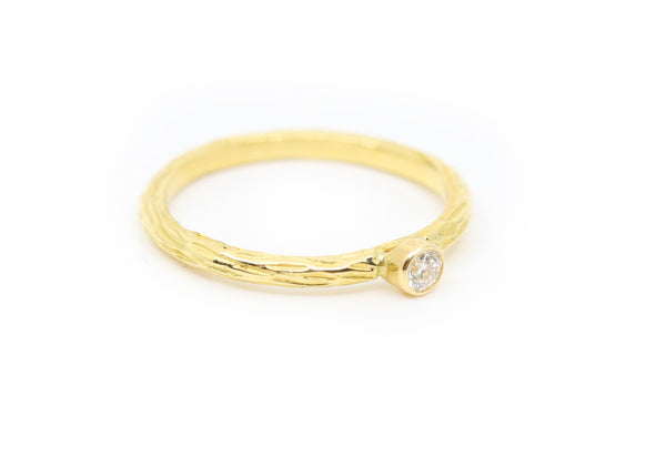 Gold Stacker Ring with White Diamond