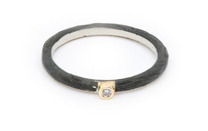Black Cobalt Chrome Diamond Stacker Ring