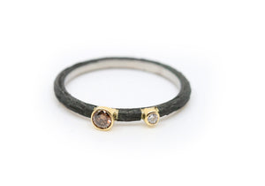Black Cobalt Chrome Diamond Stacker Ring