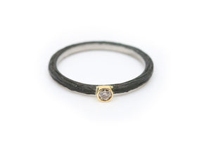 Black Cobalt Chrome Cognac Diamond Stacker Ring