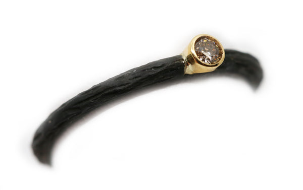 Black Cobalt Chrome Cognac Diamond Stacker Ring