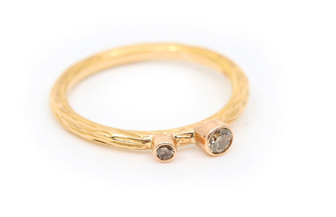 Rose Gold with Two Cognac Diamonds Stacker Ring
