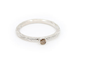 White Gold With Cognac Diamond Stacking Ring