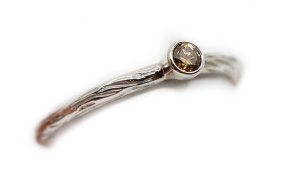White Gold With Cognac Diamond Stacking Ring