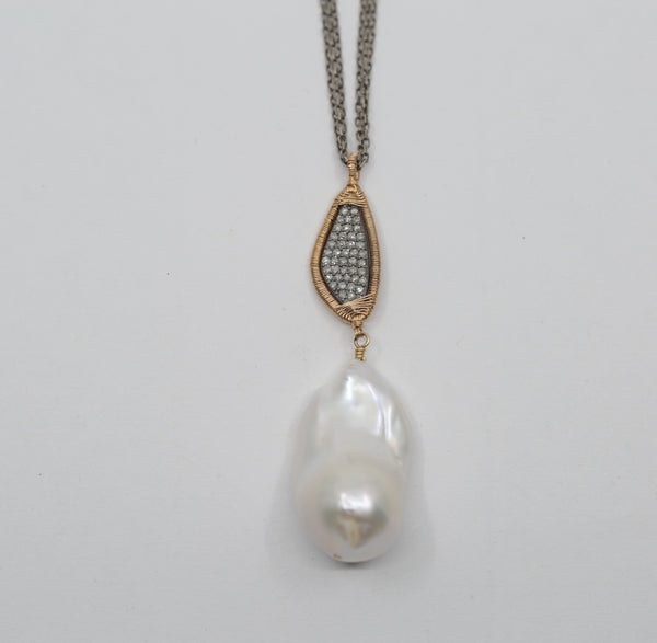 Baroque Pearl and White Diamond Necklace