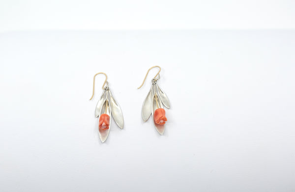 Red Coral Tulip Earrings