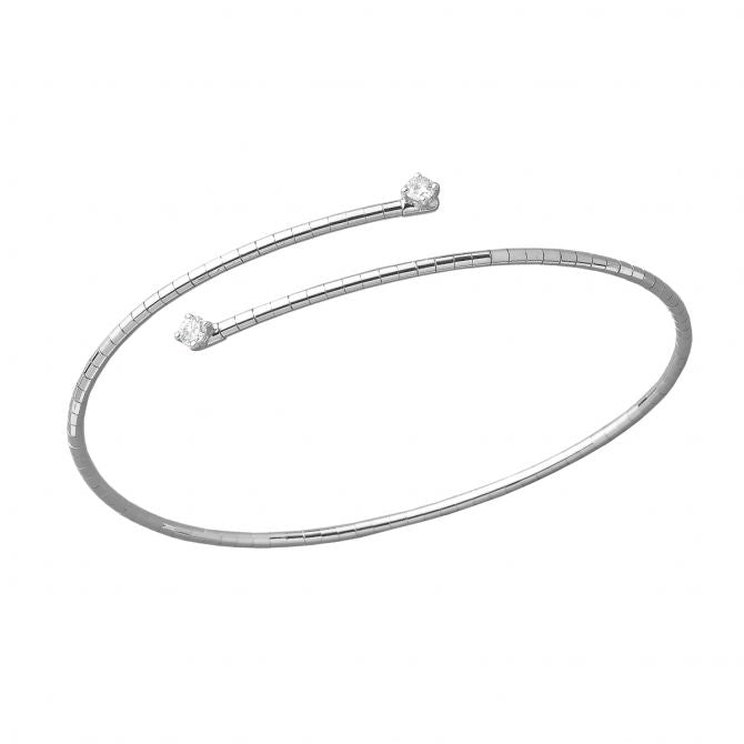 White Gold with 2 Diamonds Circle Bracelet