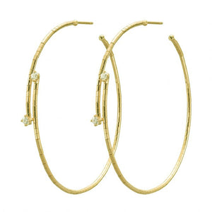 Yellow Gold Hoops with Diamonds