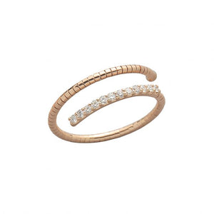 2 Band Rose Gold and White Diamond Pave Ring