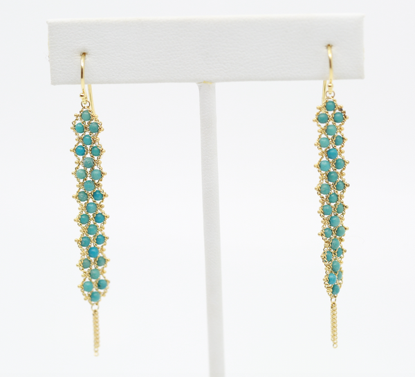 Turquoise textile drop earrings