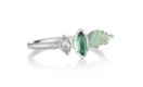 White Gold Emerald Leaf Ring