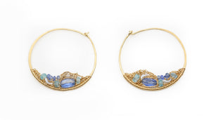 Topaz, Pearl and Gold Hoops