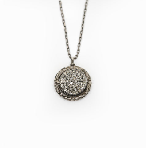 Circular Pave White Diamonds Pendant